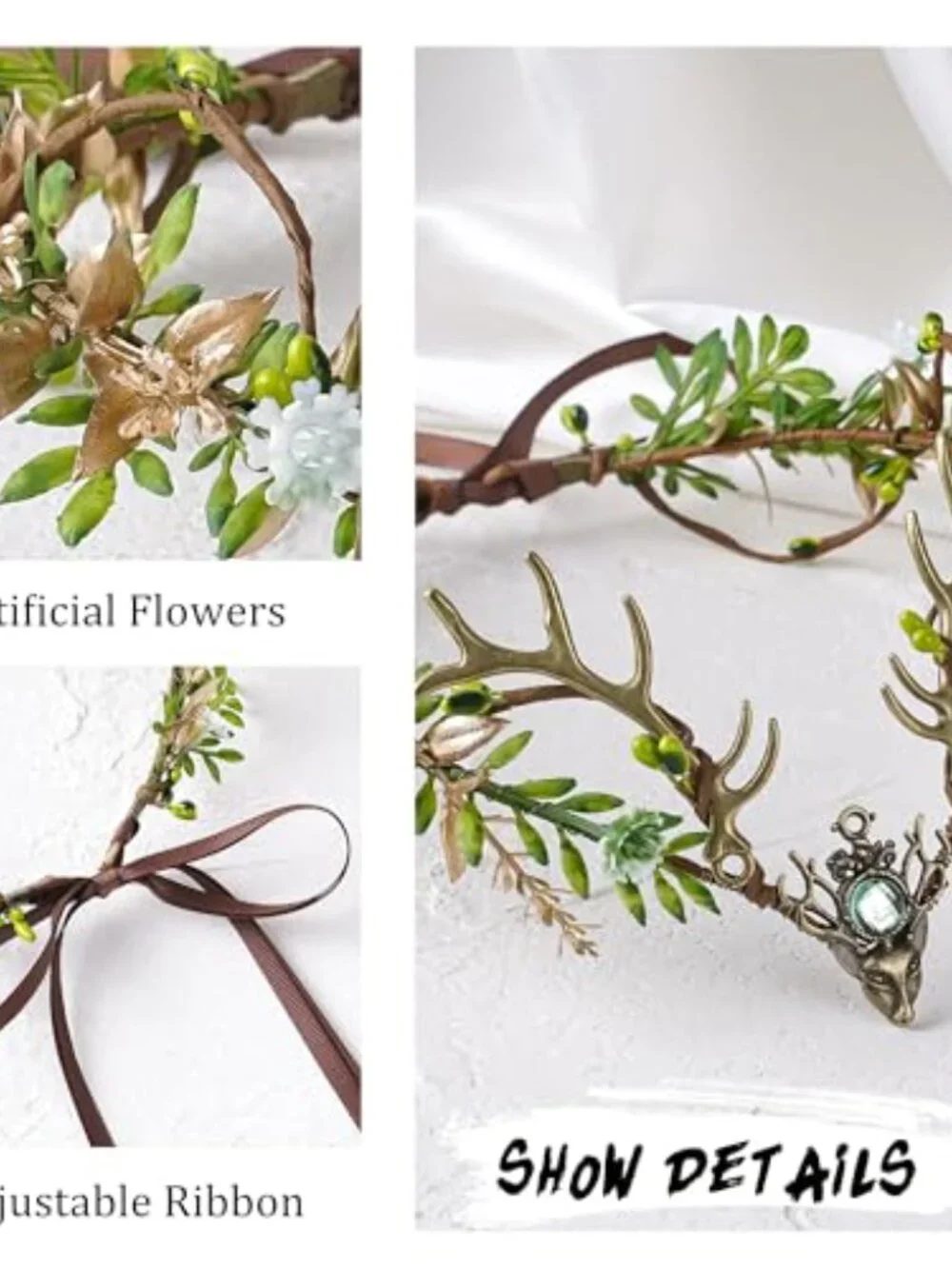 Fairy Antler Flower Crown Headpiece Woodland Renaissance Renfaire Cosplay